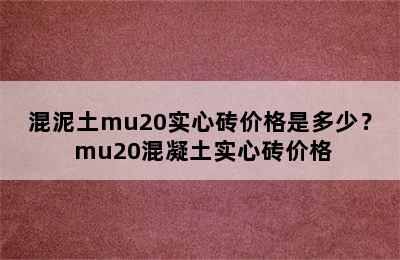 混泥土mu20实心砖价格是多少？ mu20混凝土实心砖价格